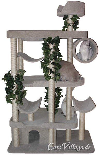kratzbaum burned wood Coziwow 42-in Modern Cat Tree Tower Large Cats Natural Branch Cat Condo With 3 Platforms main image 0